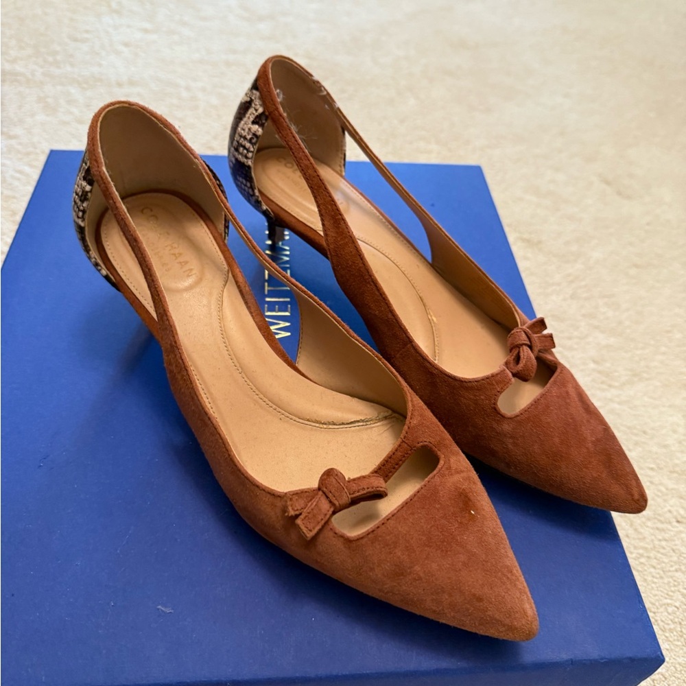 Cole Haan Brown Suede Heels with Pointed Toe